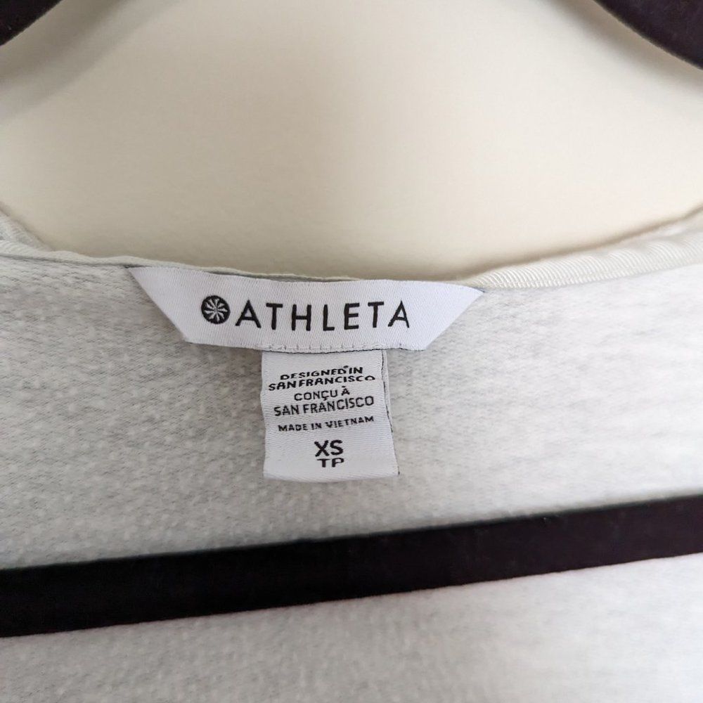 Athleta Light Gray Surplice Front Tunic Length Hooded Sweatshirt Women's Size XS - Picture 4 of 6
